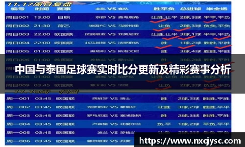 中国与泰国足球赛实时比分更新及精彩赛事分析